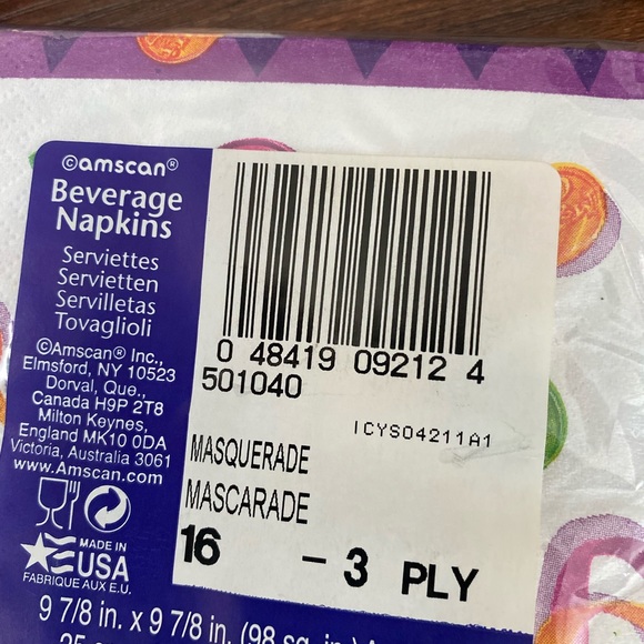 3 Packages MARDI GRAS Masquerade PARTY Paper NAPKINS 48 ct NEW - Picture 3 of 3